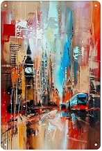 Metal Tin Sign London's Abstract Art Interpretation of Modern Urban Landscape Vibrant London Skyline Contemporary British Capital Wall Decoration Artistic Urbanization 8 X 12 Inch