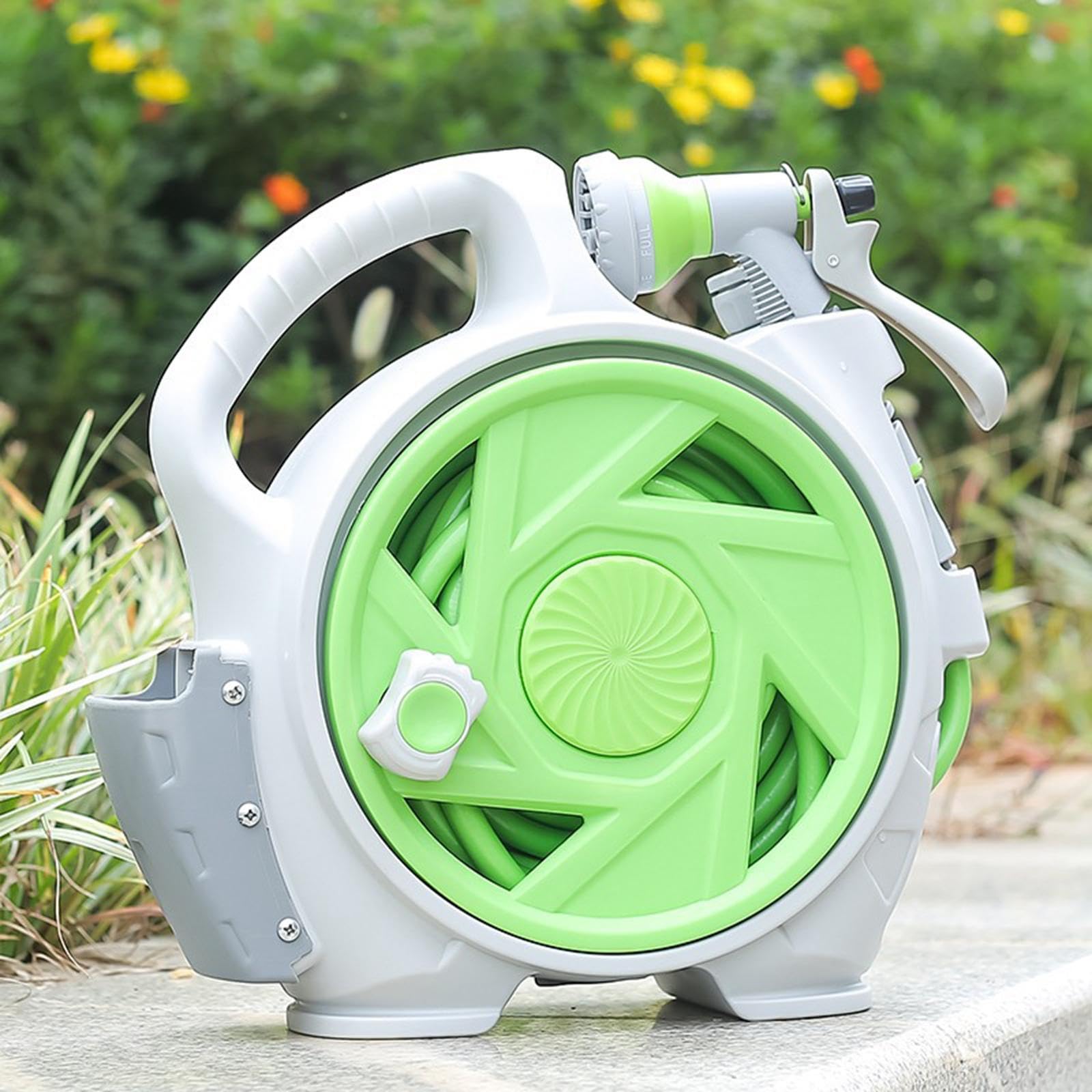 Carro Portátil Rociador Manguera Tubo Agua Organizador Compacto Material PP Adecuado para Limpieza de Ventanas Patios Lavado de Coches Riego de, Verde