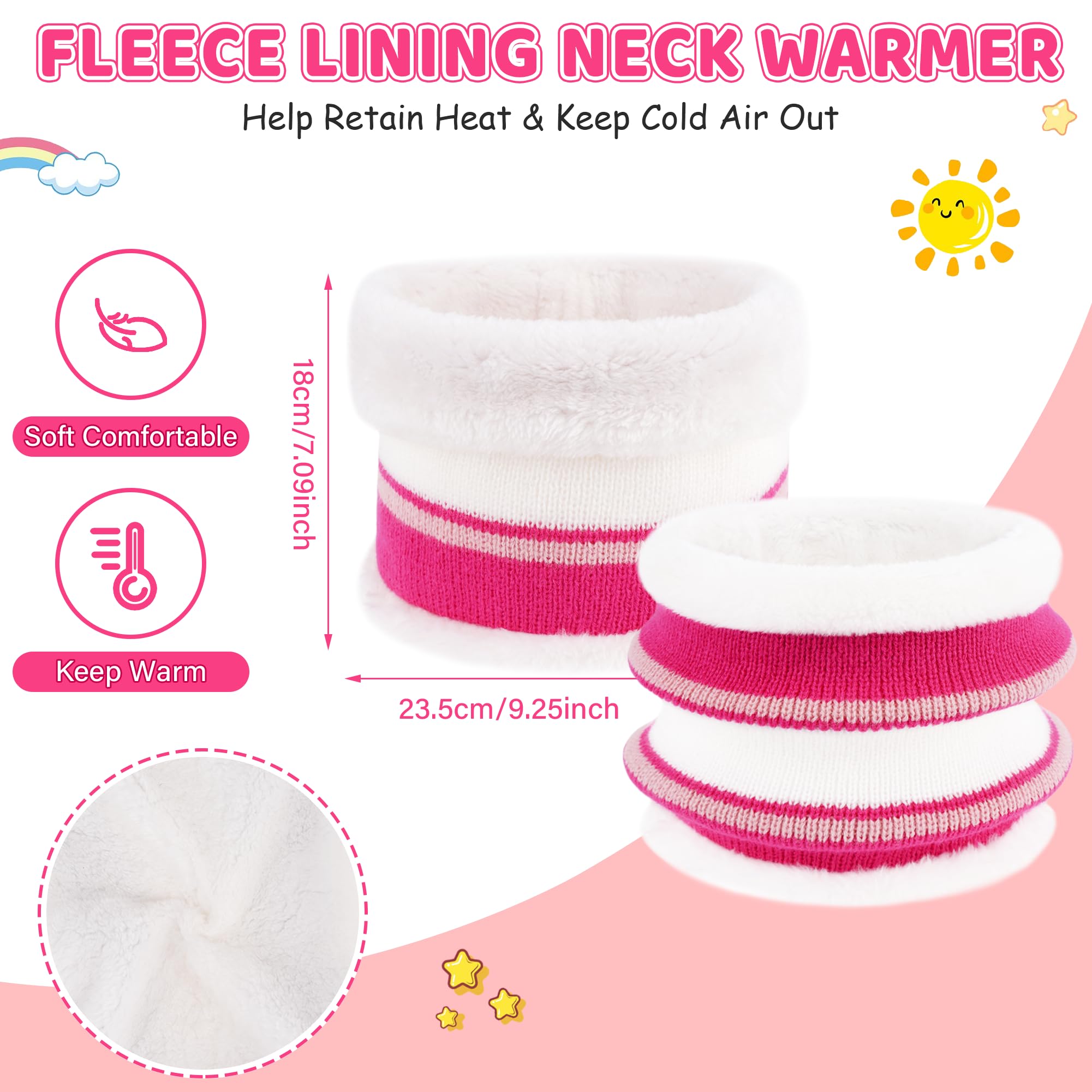 Bequemer Laden Ensemble Bonnet Gants Écharpe Infinity pour Enfants - Bonnet Chaud Écharpe Col Roulé avec Fleece Épais pour Garçons Filles 2-7 Ans Cadeau Bébé