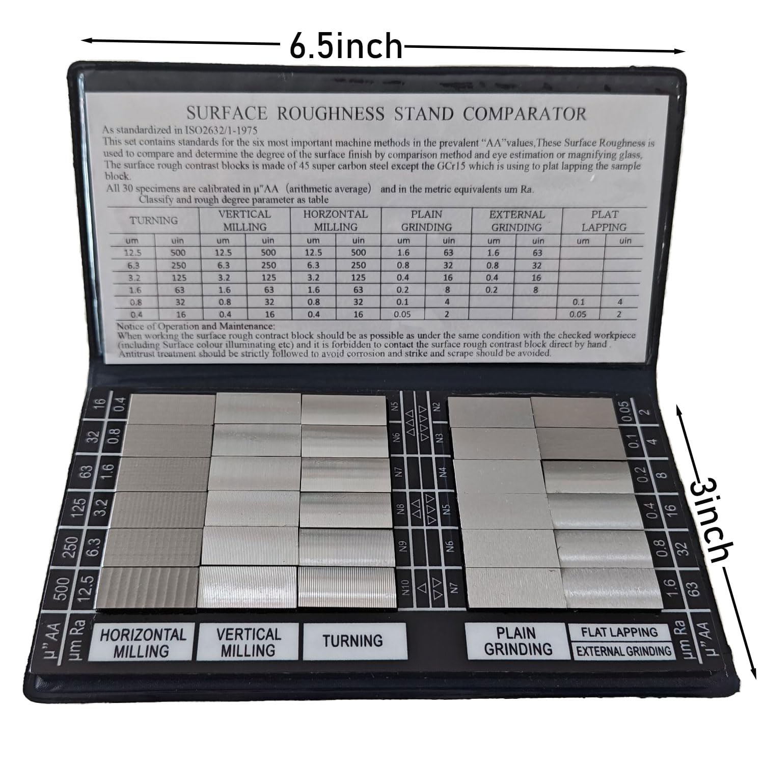 30Pcs Surface Roughness Comparators,Roughness Test Block Ra0.05-12.5mm Microfinish Comparator, Surface Finish Comparator Set for Lathe Machinery Manufactur Teach (30pcs Surface Roughness comparators)