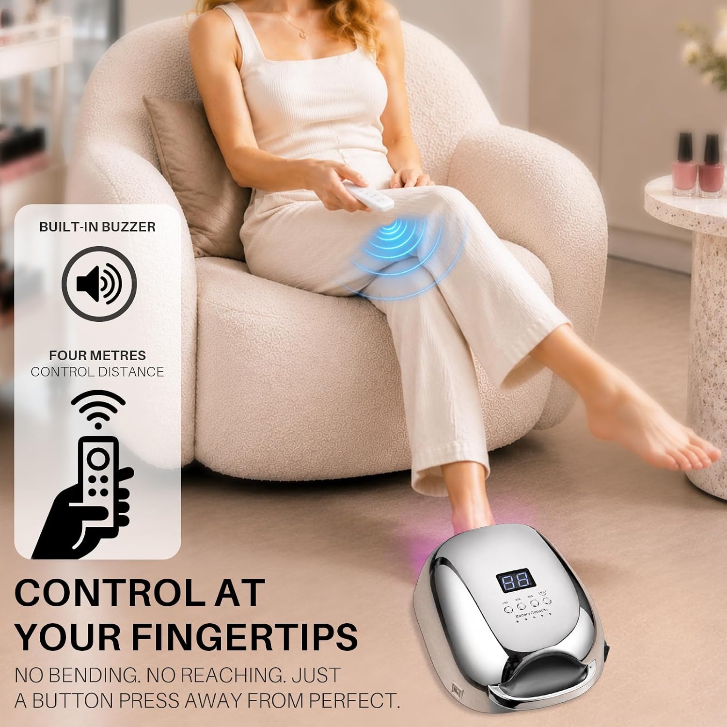 YangOra YO22 Rechargeable UV LED Nail Lamp, 18000mAh, 4 Timers & Remote, Electroplated Interior, Fast Dry (Silver)
