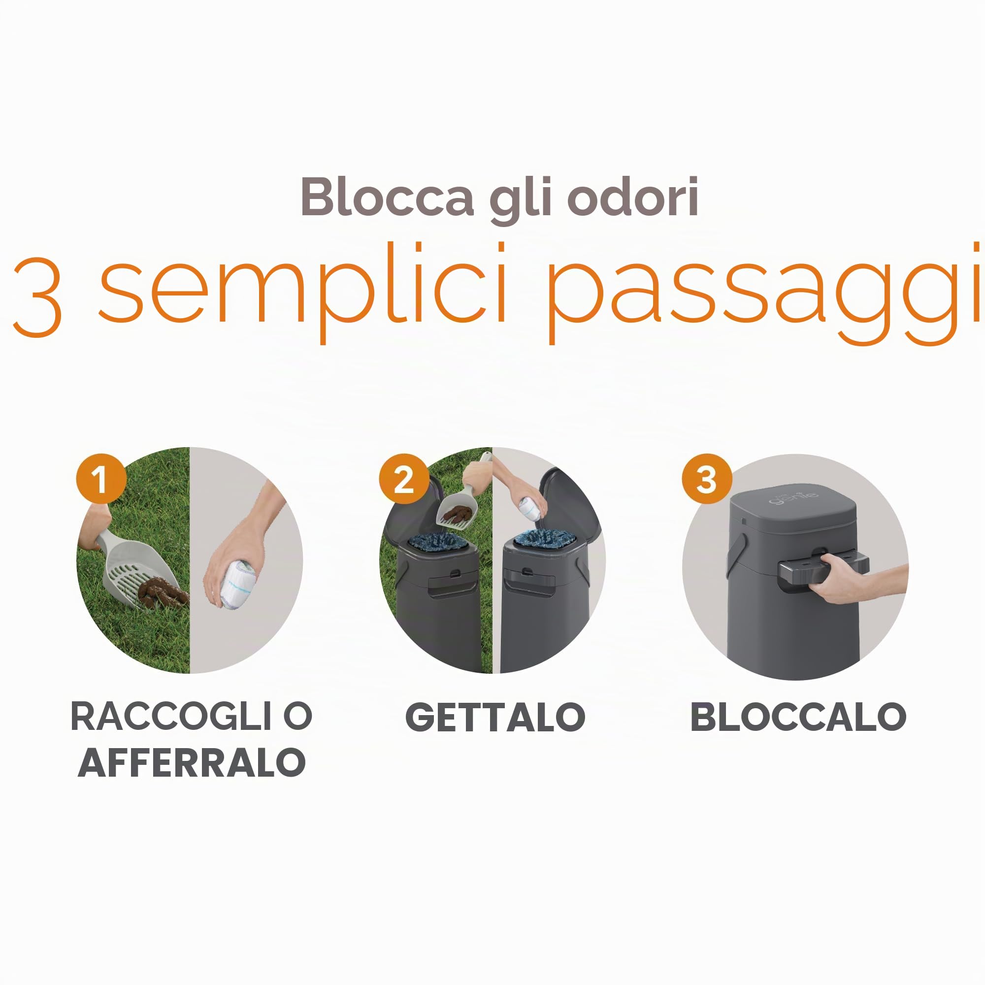 Pet Genie Secchio | Sistema di smaltimento dei rifiuti del cane per il controllo degli odori all'interno e all'esterno | Cestino per la cacca del cane | Include 1 sacchetto quadrato di ricarica che
