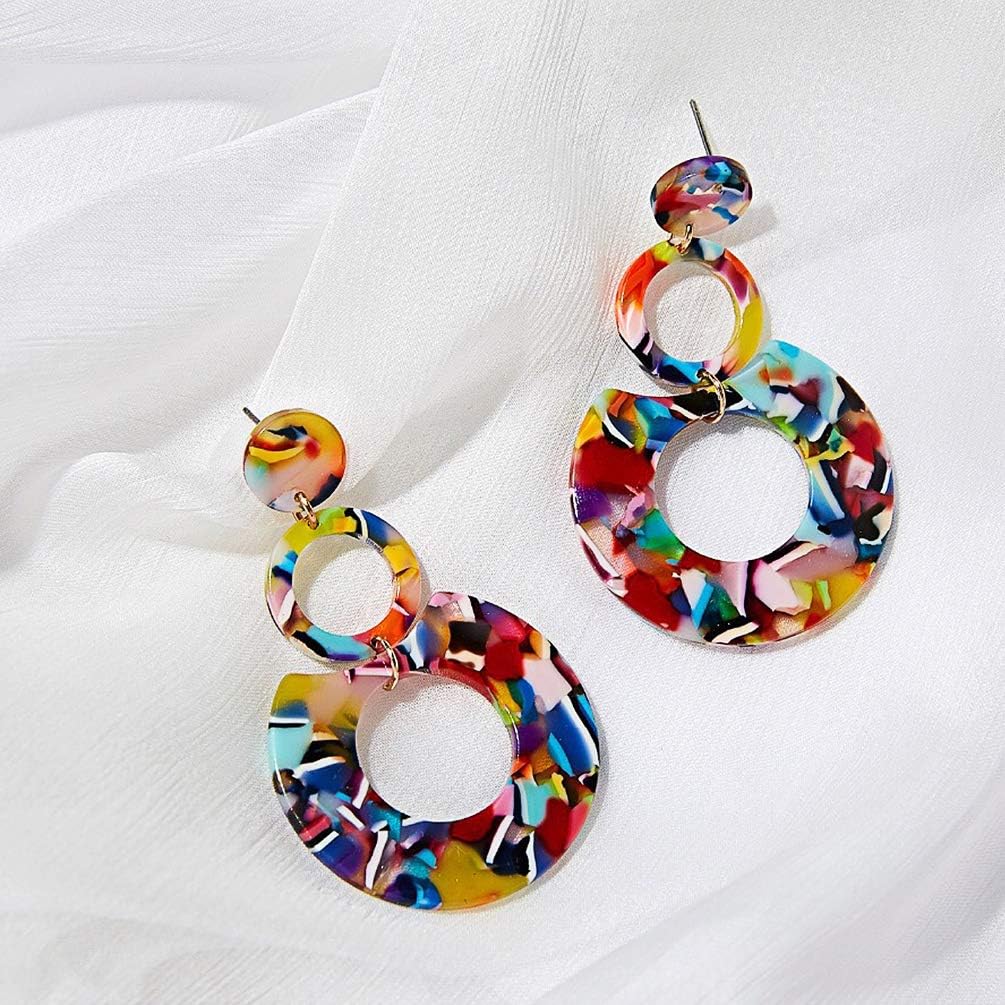 Acrylic Earrings for Women Multicolor Resin Earrings Statement Dangles Drop Earrings image 5