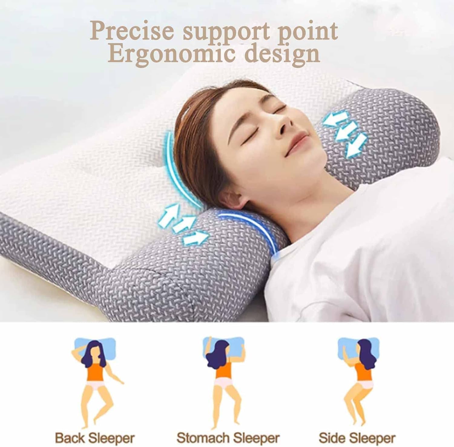 Sohobloo Neck Pillow,Ergonomic Goose Down Pillow for Neck,Nimecal Pillow,Almohadas para El Cuello,Boost Sleep with Ergonomic Goose Down Pillow,Cervical Support Comfort Goose Down Pillow (Gray, 29in)