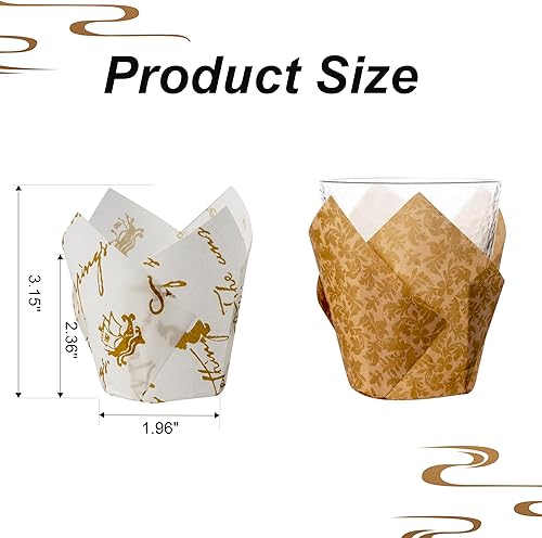 Miniatura 3 de 200 forros de tulipanes para cupcakes para hornear tazas con tres diseños elegantes, soportes para muffins, recipientes para hornear cupcakes,