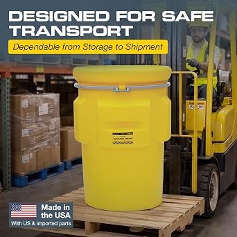 Eagle Plastic Drum, 95 Gallon Drum, DOT Compliant, Made in USA, Yellow