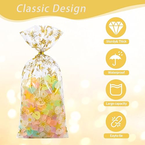 Miniatura 3 de COQOFA 100 bolsas de regalo mixtas de celofán de 5 x 11 pulgadas, bolsas de regalo de fiesta, bolsas transparentes para galletas, bolsas de plástico