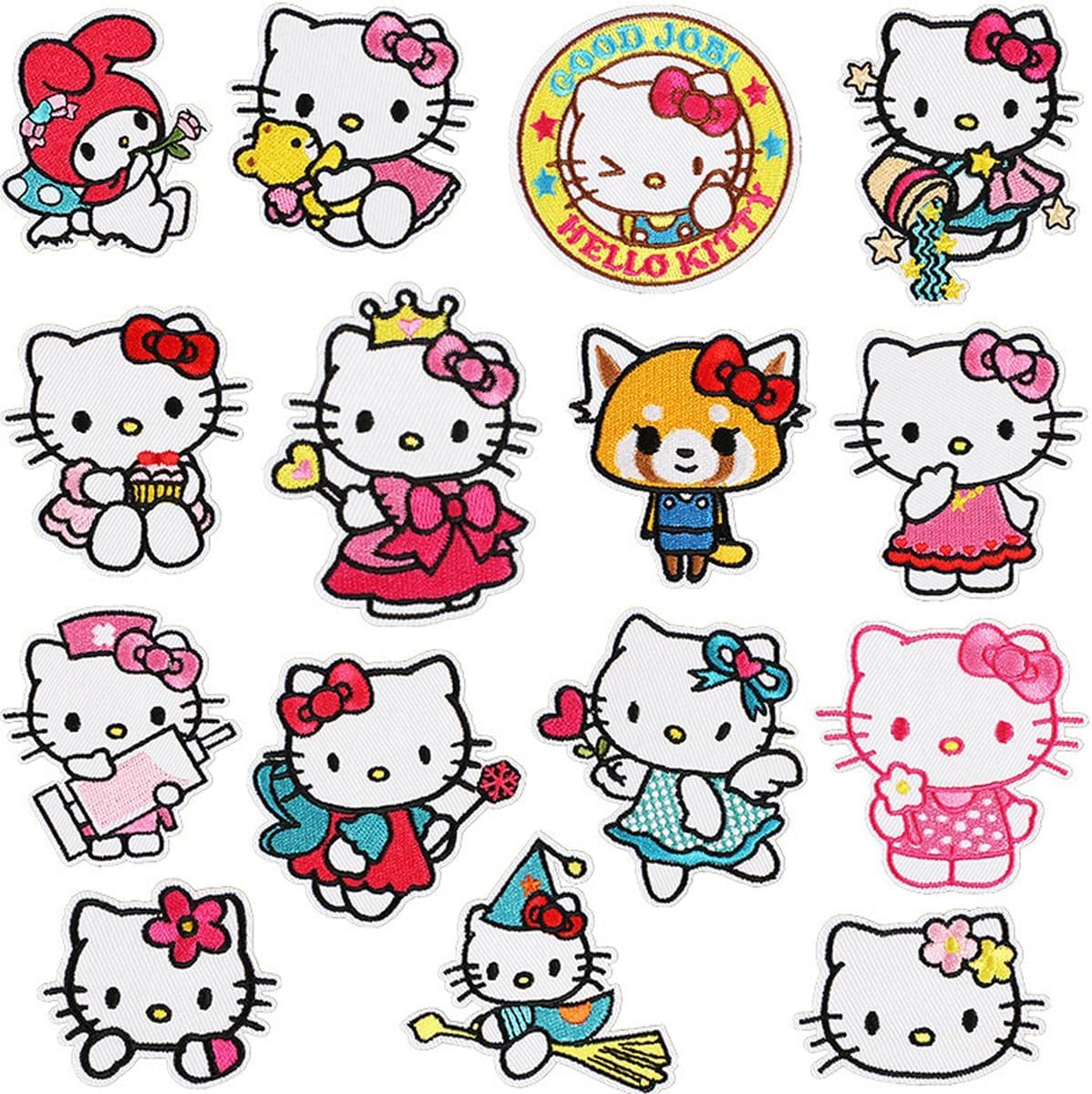Excefore 15 Pieces Decorative Kitty Embroidered Iron On/Sew On Applique Patches for Clothing, Jeans, Jackets, Shirts, Bags, Caps