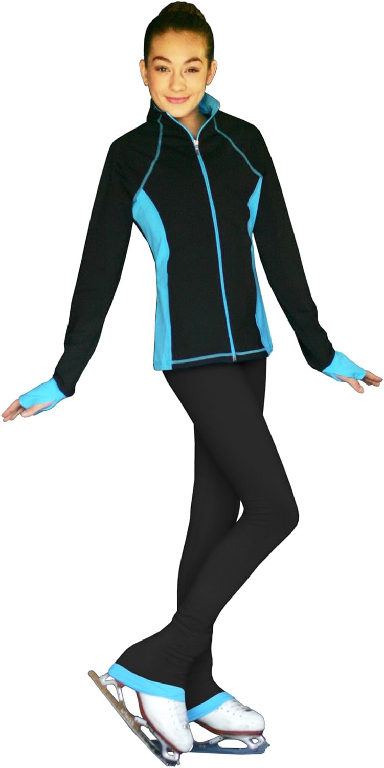 ChloeNoel PS792 3" Waist Band Black/Color Cuffs Elite Figure Skating Pants & Front Pocket