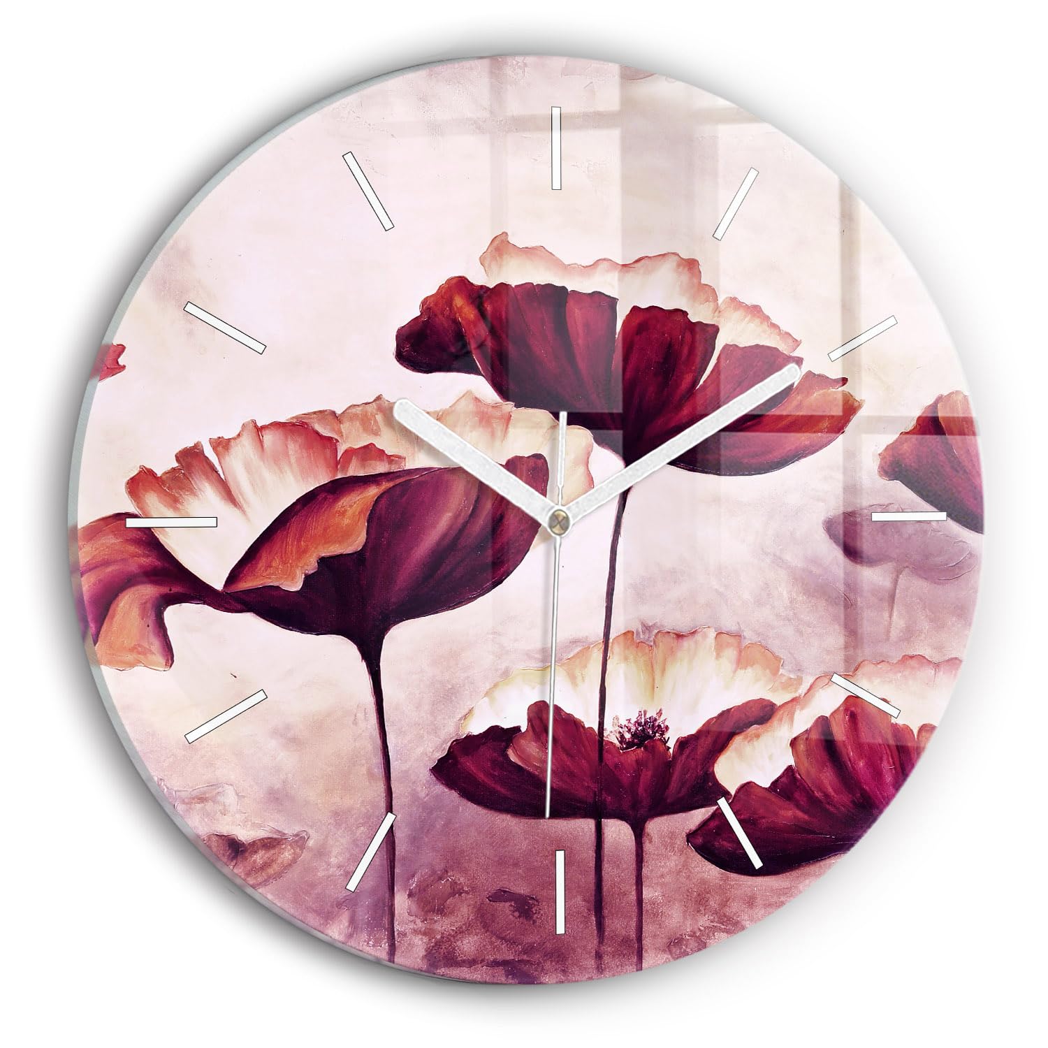 Horloge en verre Wallfluent 30 cm pour sublimer votre salon avec des fleurs florissantes