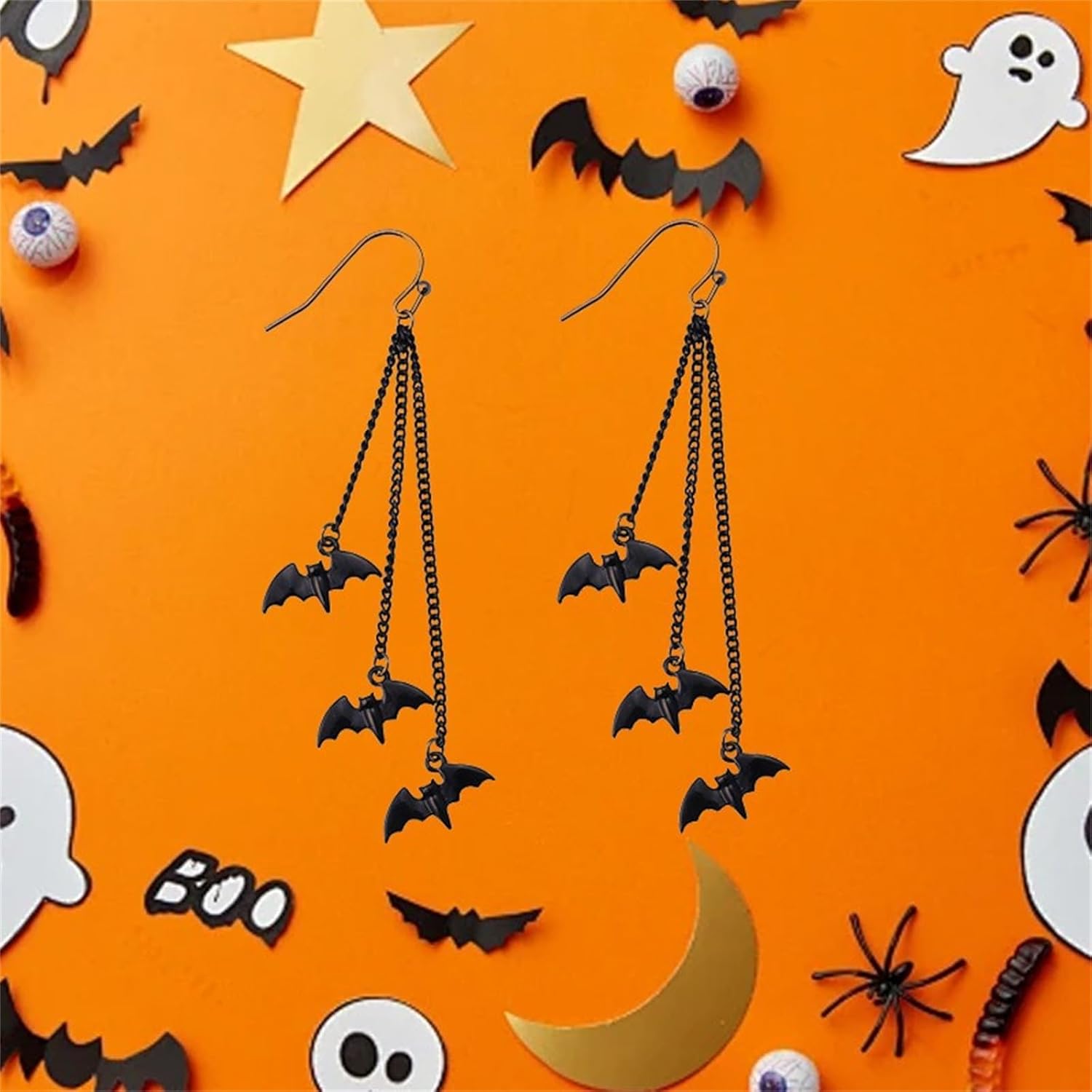 Halloween Bat Earrings for Women Gothic Punk Black Bat Vampire Acrylic Dangle Earrings Halloween Costumes Scary Decorations Party Jewellery Gift - Image 7