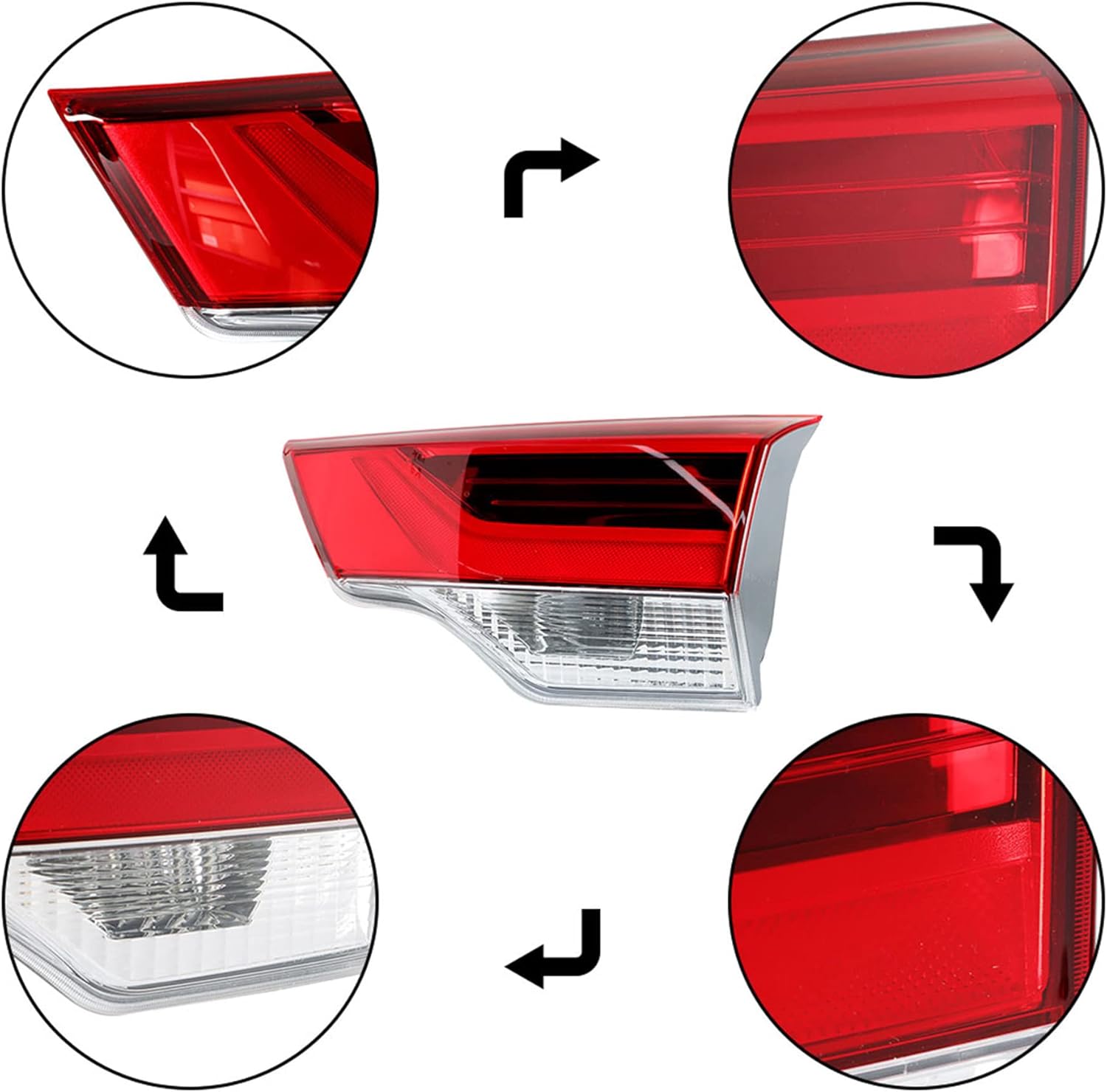 Silscvtt Passenger Side Rear Brake Tail Light Assembly Replacement for Toyota Highlander 2017-2019 Right Inner Tail Lamp TO2803139 815800E120