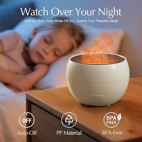 Miniatura 6 de SALKING Paquete de 2 difusores de aceite esencial de llama para el hogar, 5.1 fl oz, difusores ultrasónicos de fuego para aceites esenciales,