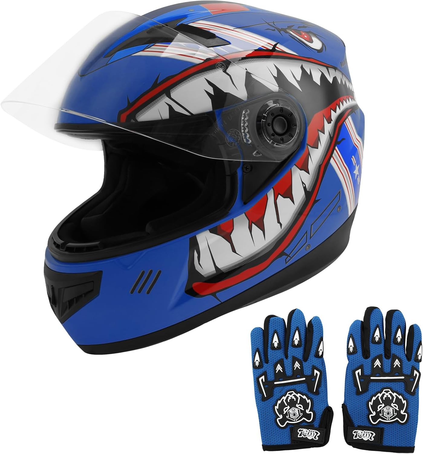 TCMT Dot Youth & Kids Motocross Offroad Street Helmet Full Face Shark Motorcycle Youth ATV Helmet Dirt Bike Motocross ATV Helmet