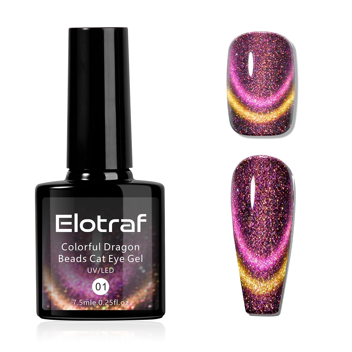 ELOTRAF Cat Eye Gel Nail Polish, 9D Chameleon Holorgraphic with double rhythm, Professional Use for Salon And DIY At Home & Versatile Gift For Girls