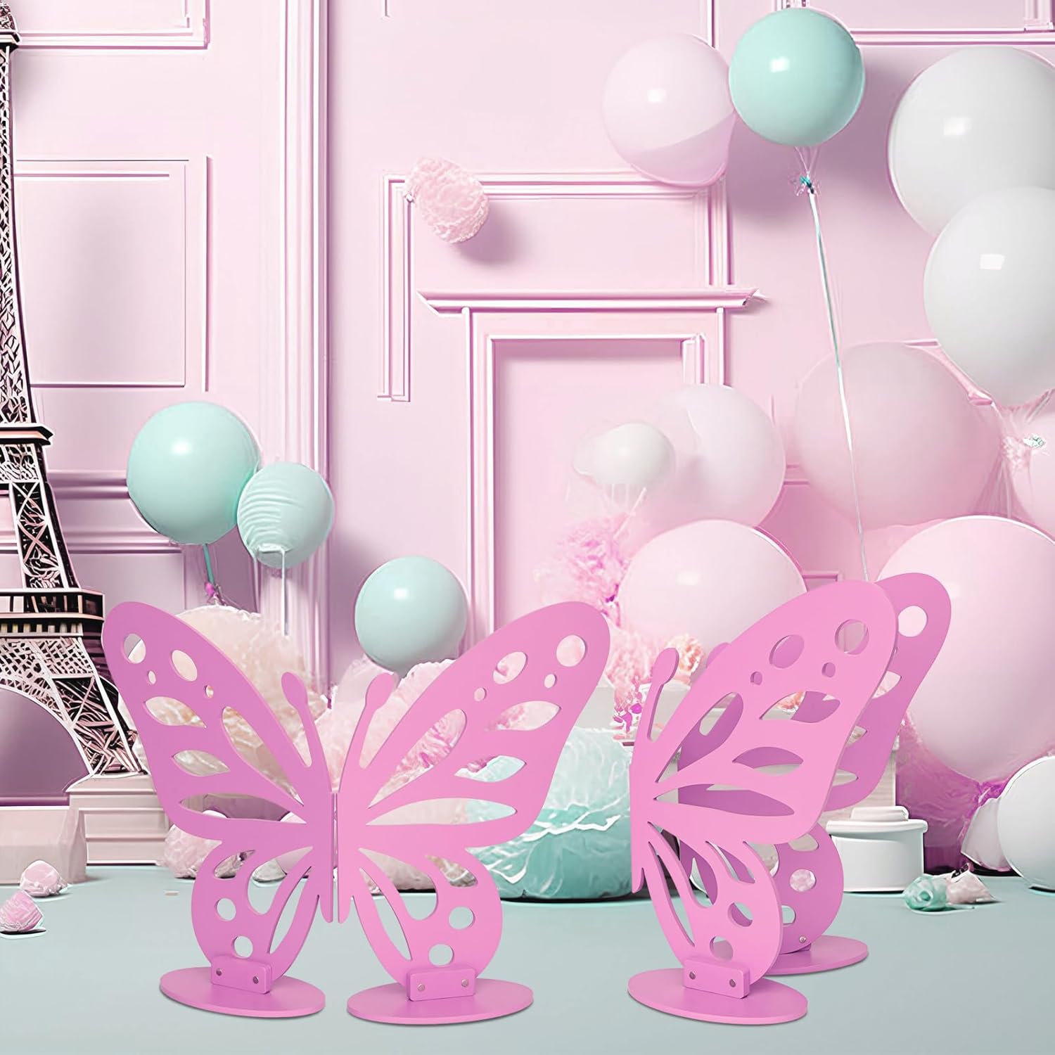 Large Wooden Butterfly Decor, 20 x 30 Inches Butter fly Wings, Butterfly Shape Slices CraftStanding Party Decoration for Birthday, Baby Shower, Party, Wedding Backdrop, DIY Decorations