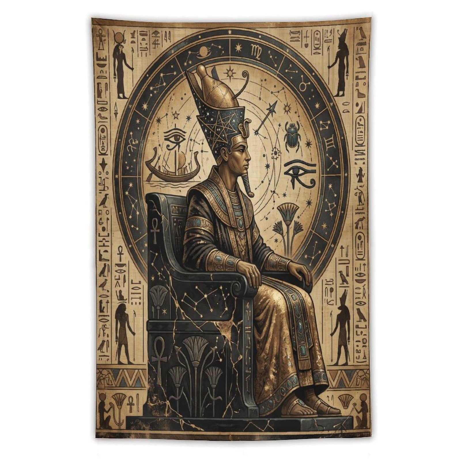 H3B8U2Y5 Egyptian Pharaoh Celestial Wall Tapestry, Symbolist Art, Office