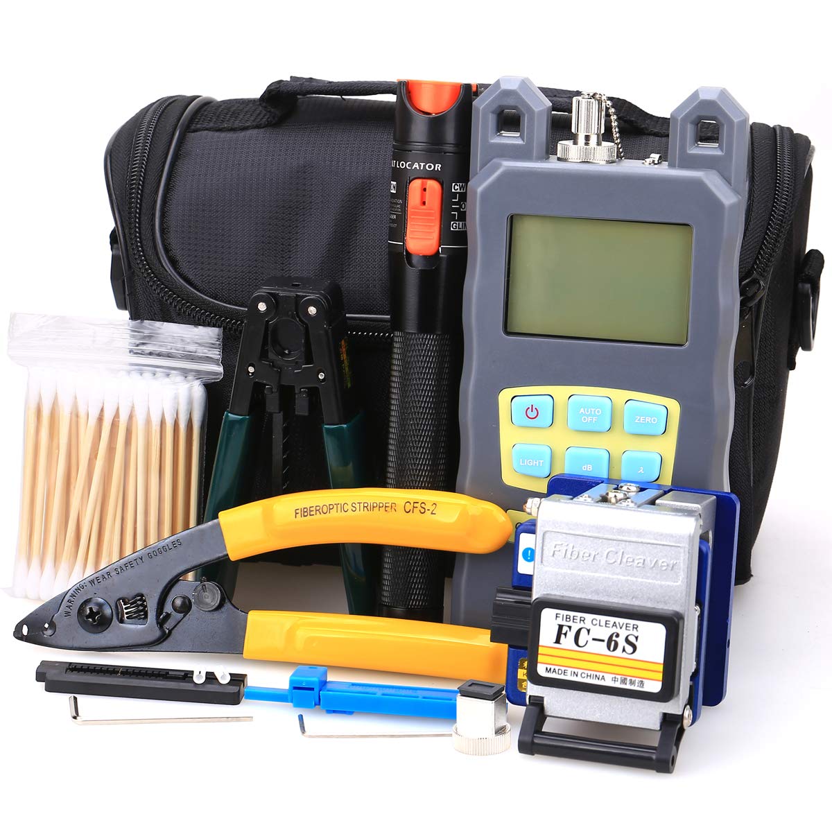 FTTH Fiber Cold Connection Tool Kit 19 in 1 with FC6S Fiber Cleaver