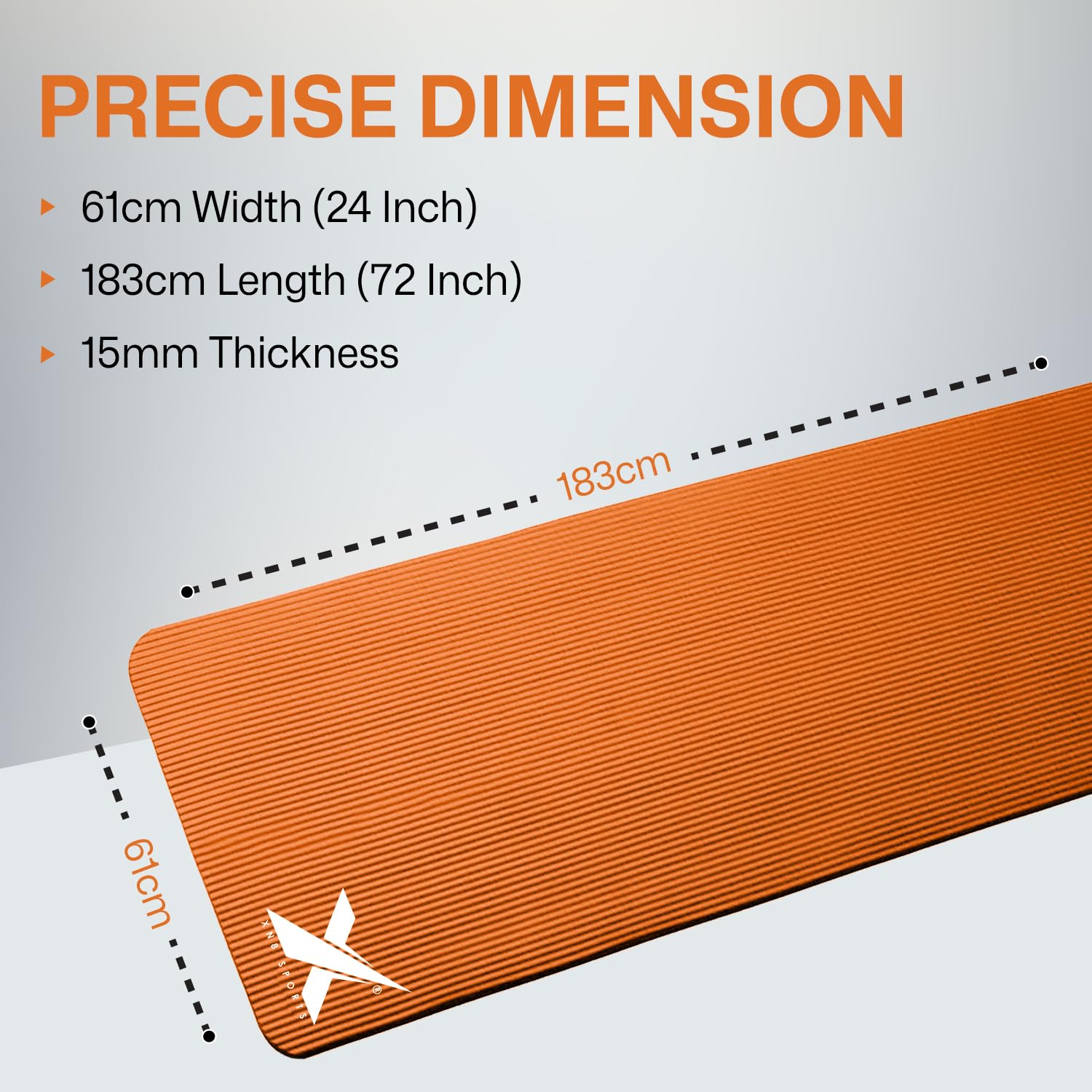 Xn8 Sports Yoga mat 10mm & 15mm Thick NBR Exercise Mat - Non-Tearable Pilates Mat with Extra Carry Strap - Yoga Mats for Women Men for Aerobics Lunges Planks Indoor & Outdoor 61Lx20Wx1.5 & 1Th - Image 9