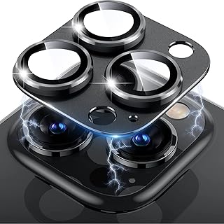 LanQii Lens Protector Film Compatible with iPhone 13 PRO/iPhone 13 PRO Max, Aluminum Frame Tempered Glass Back Camera Protection Hardness 9H for iPhone 13 Pro/13 PRO Max -Black