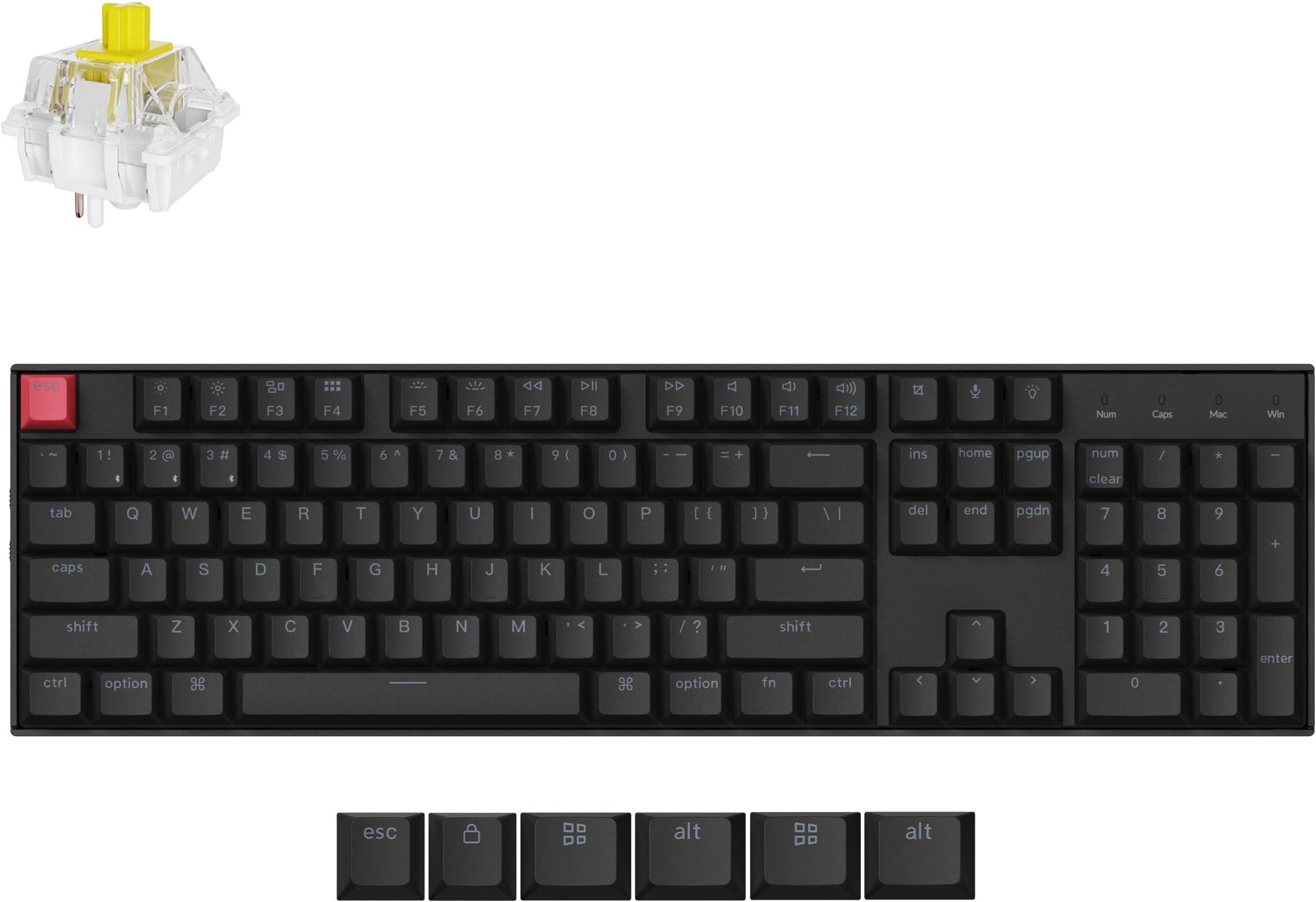 Keychron K10 Version 2, QMK Wireless Mechanical Gaming Keyboard, Full Size Super Banana Switch, White LED Backlight Rechargeable USB-C Wired Bluetooth Professional Office Keyboard for Mac/Windows