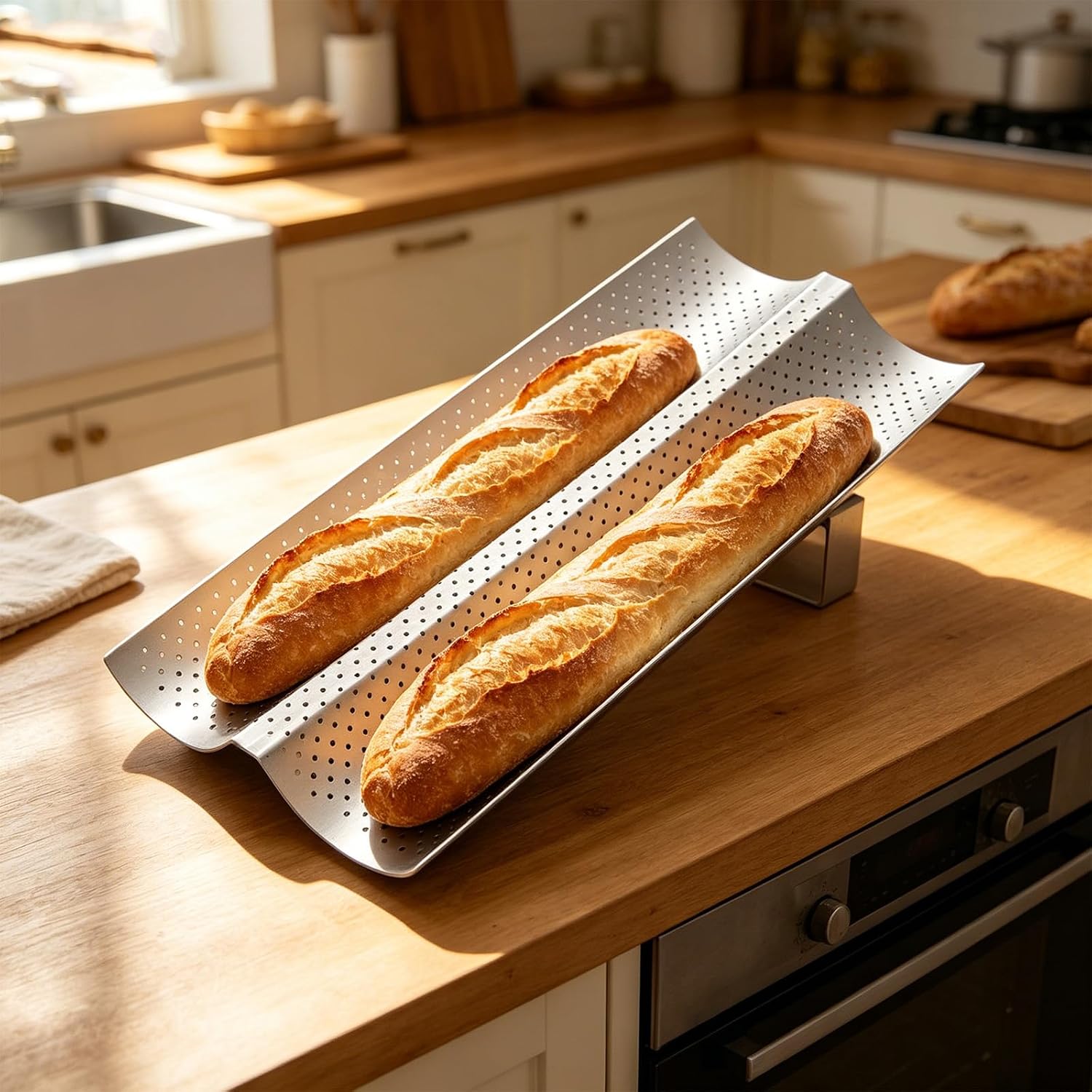 2-Groove Baguette Pan with Lame & Proofing Cloth