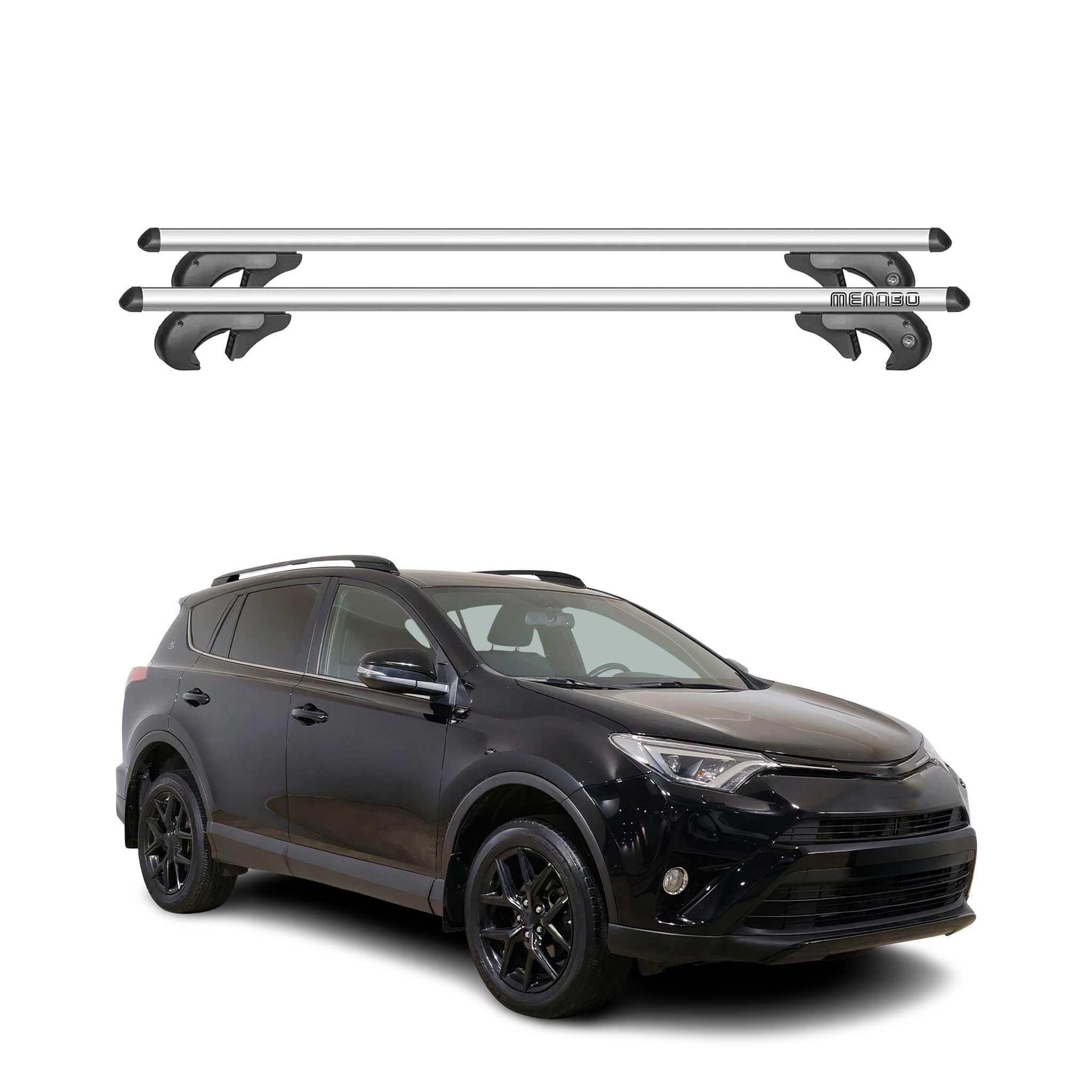 Barres De Toit Aluminium Pour Toyota RAV4 V (2019+) - Rails Intégrés, 2 Barres, Capacité 75 Kg, Certificat TÜV