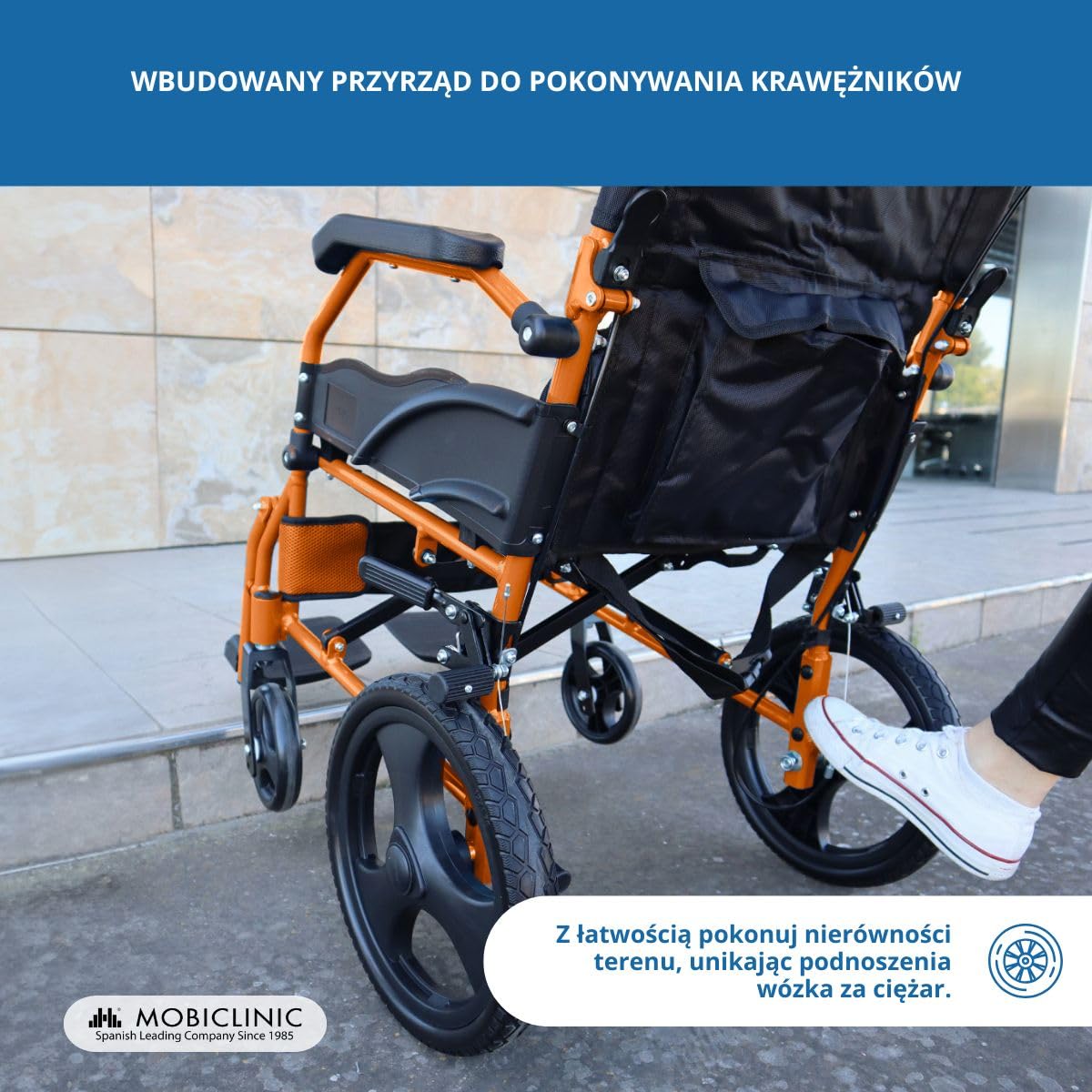 Wózek inwalidzki | Składany | Aluminium | Dźwignie hamulca | Podnóżek | Podłokietniki | Pomarańczowy | Pirámide | Mobiclinic
