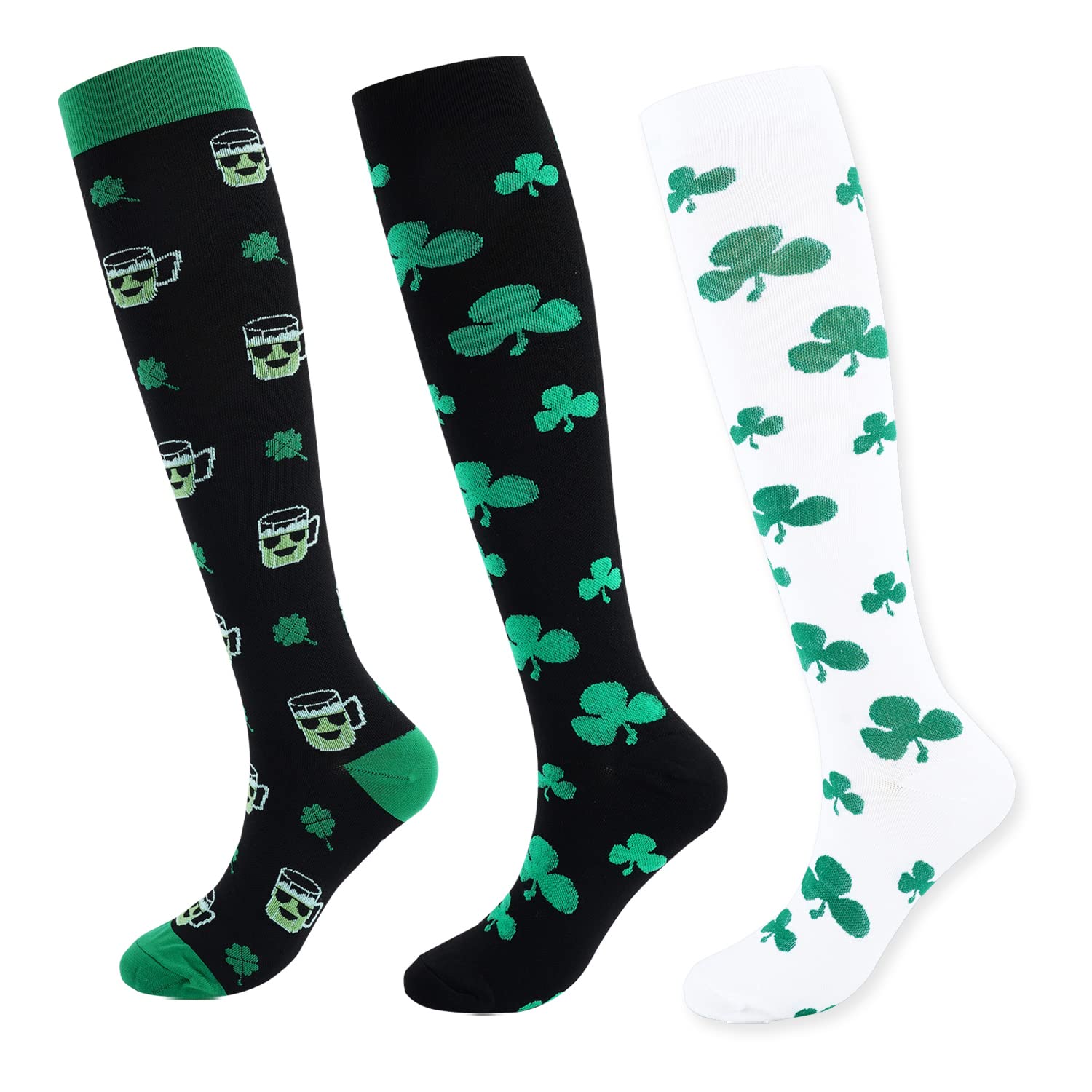 JunelyJunely 3 Pairs Compression Socks for Women Knee High for Running Work Support Nurses Pregnancy Travel