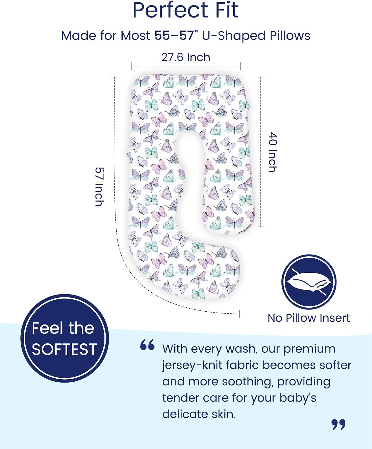 TotAha Soft Pregnancy Pillow Cover: Compatible with Momcozy U-Shaped Body Pillow, 2-Pack Replacement Pillow Case for 55/57 Inch Maternity Pillows, Pillow Not Included