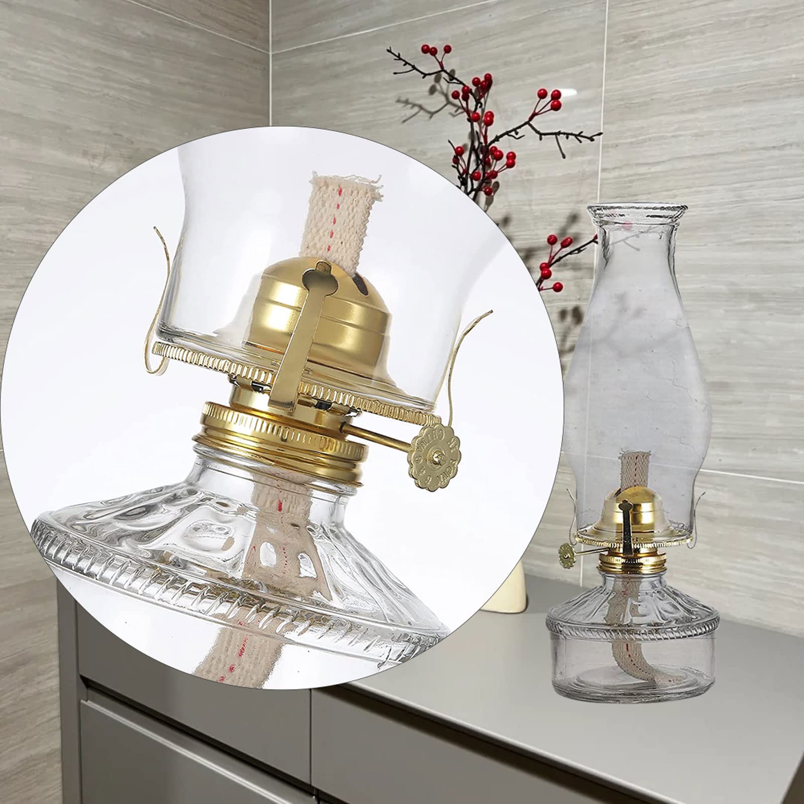 Oil Lamps for Indoor use, Vintage Oil Lamp 2 Wicks Glass Kerosene