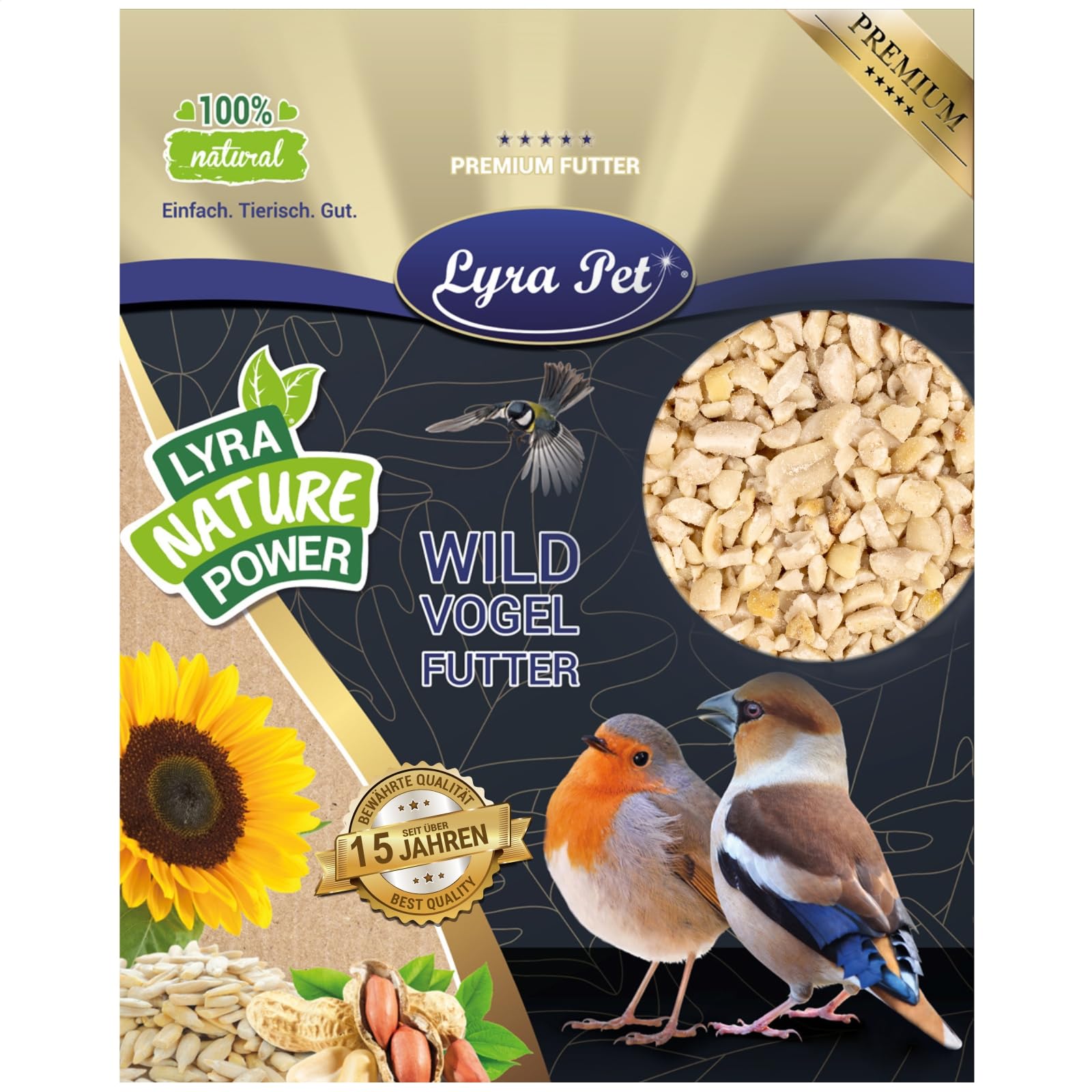 Lyra Pet® | 25 kg Erdnusskerne weiß gehackt | Ideal für Kleine Vögel & Jungtiere | Wildvogelfutter für Sommer & Winter | Fetthaltig & Nährstoffreich | Energiespender für Wildvögel | Gehackte Erdnüsse
