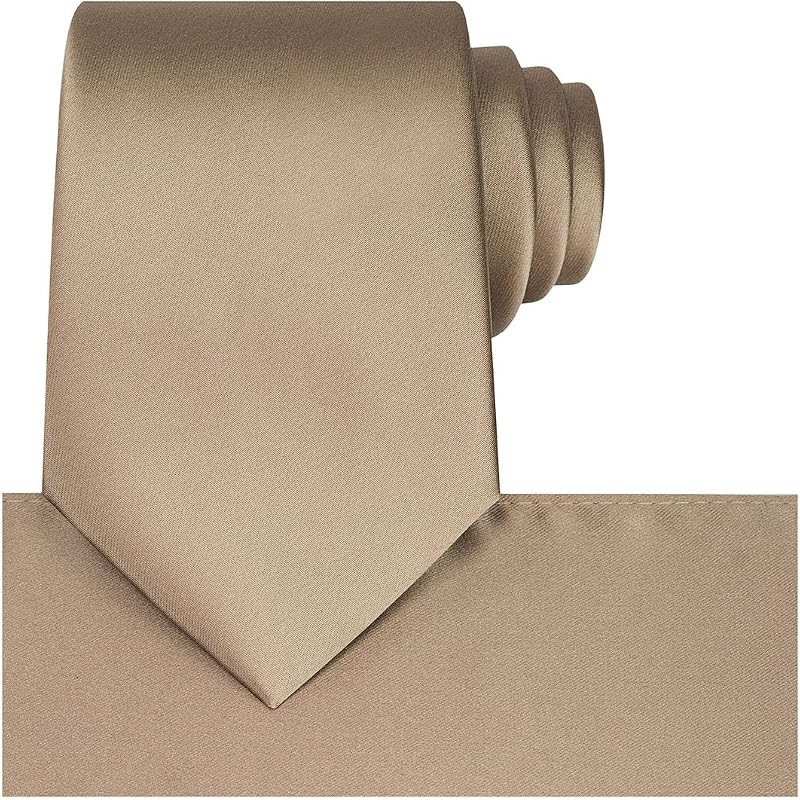 Satin Tie Set Solid Ties Mens Necktie + Pocket Square