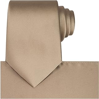 Satin Tie Set Solid Ties Mens Necktie + Pocket Square