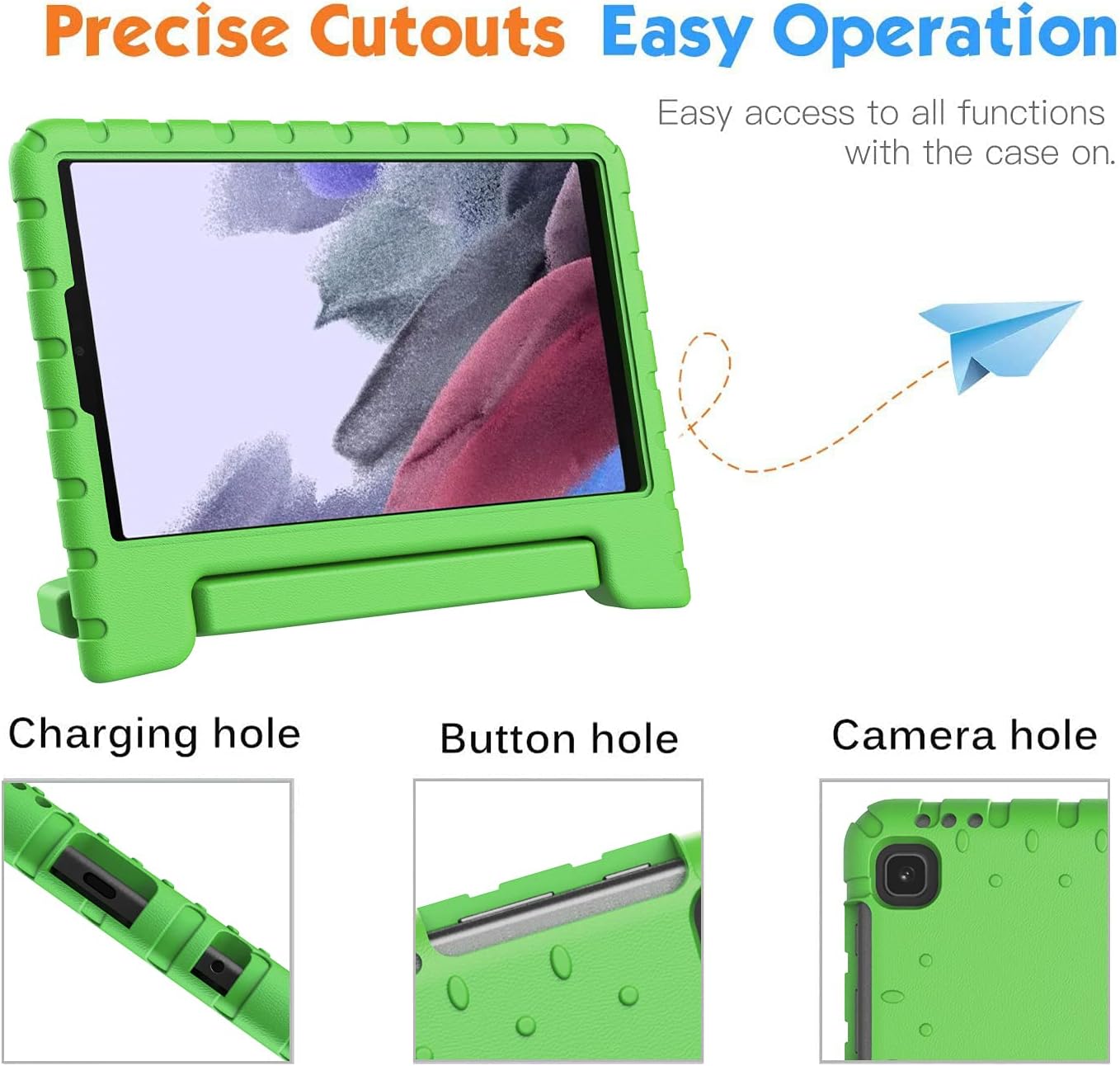BMOUO Kids Case for Samsung Galaxy Tab A7 Lite 8.7 inch 2021(SM-T220/T225),Galaxy Tab A7 Lite Case,Shockproof Lightweight Convertible Handle Stand Case for Samsung Galaxy Tab A7 Lite 8.7" 2021,Green