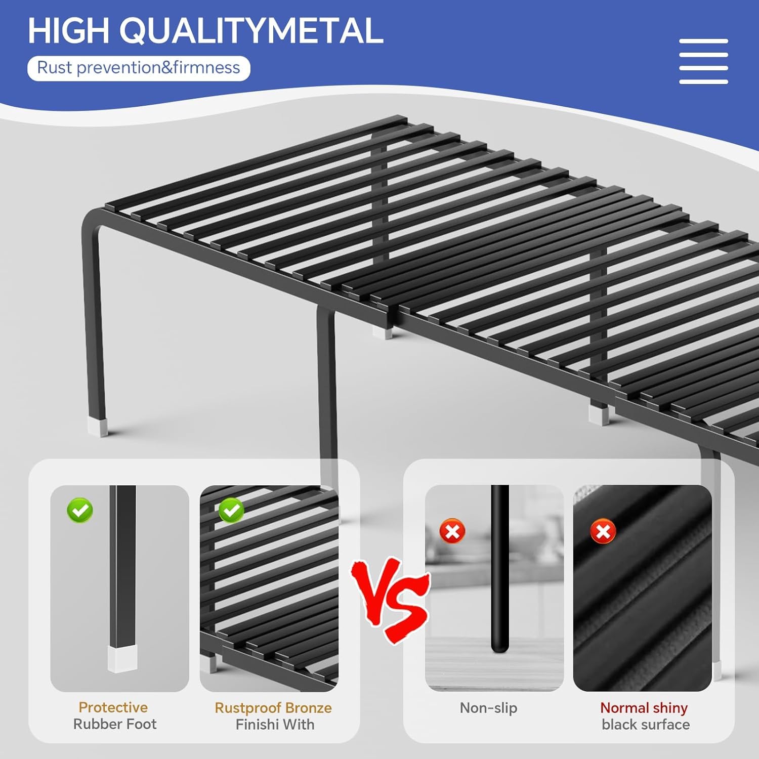 Półka Kuchenna Rozszerzalny Organizer Do Przechowywania W Kuchni Półka Na Przyprawy Pod Szafką Organizujące Półki Oszczędność Miejsca Blacie Organizator Przypraw(Black)