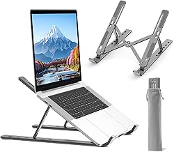 BoYata ノートパソコン スタンド PCスタンド iPadスタンド 折りたたみ式 ラップトップスタンド 本スタンド 6段階調節可能 軽量 放熱 アルミ合金製 15.6インチまでデバイスに対応 在宅/出勤勤務 収納袋付き グレー