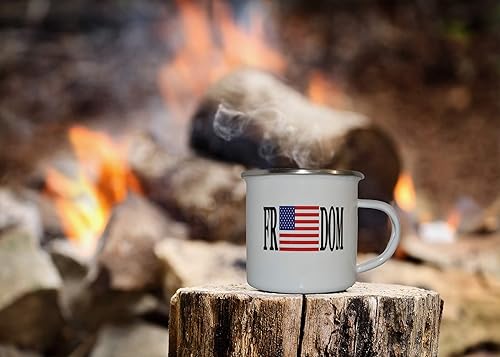 Miniatura 5 de Rogue River Tactical Taza de café esmaltada con bandera de la libertad de los Estados Unidos, regalo para veterano militar o patriótico americano