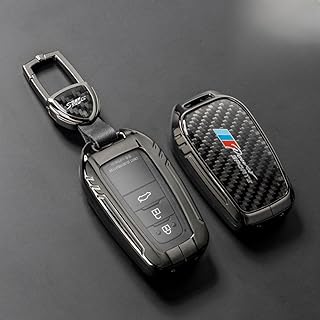 Real Carbon Fiber Key Fob Cover, Zinc Alloy Key Cover,Keychain Key Fob Case Compatible with Toyota 2018-2022 Toyota RAV4 Camry Corolla Avalon C-HR Prius GT86 Highlander (TpyeB-Black)