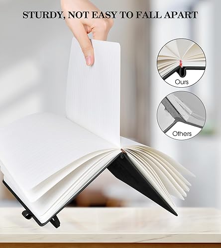 Miniatura 2 de Cuaderno rayado para mujer, tamaño A5, de cuero de tapa dura rosa, 200 páginas, diario diario de viaje, cuaderno grueso a rayas universitarias para