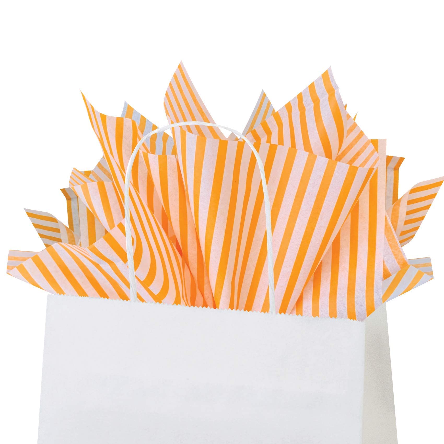 Flexicore Packaging Mandarynka Pomarańczowy Pin Stripe Print Gift Wrap Rozmiar bibułki: 38 cm x 20 cali | Liczba: 50 arkuszy | Kolor: Mandarynka Pin Stripe