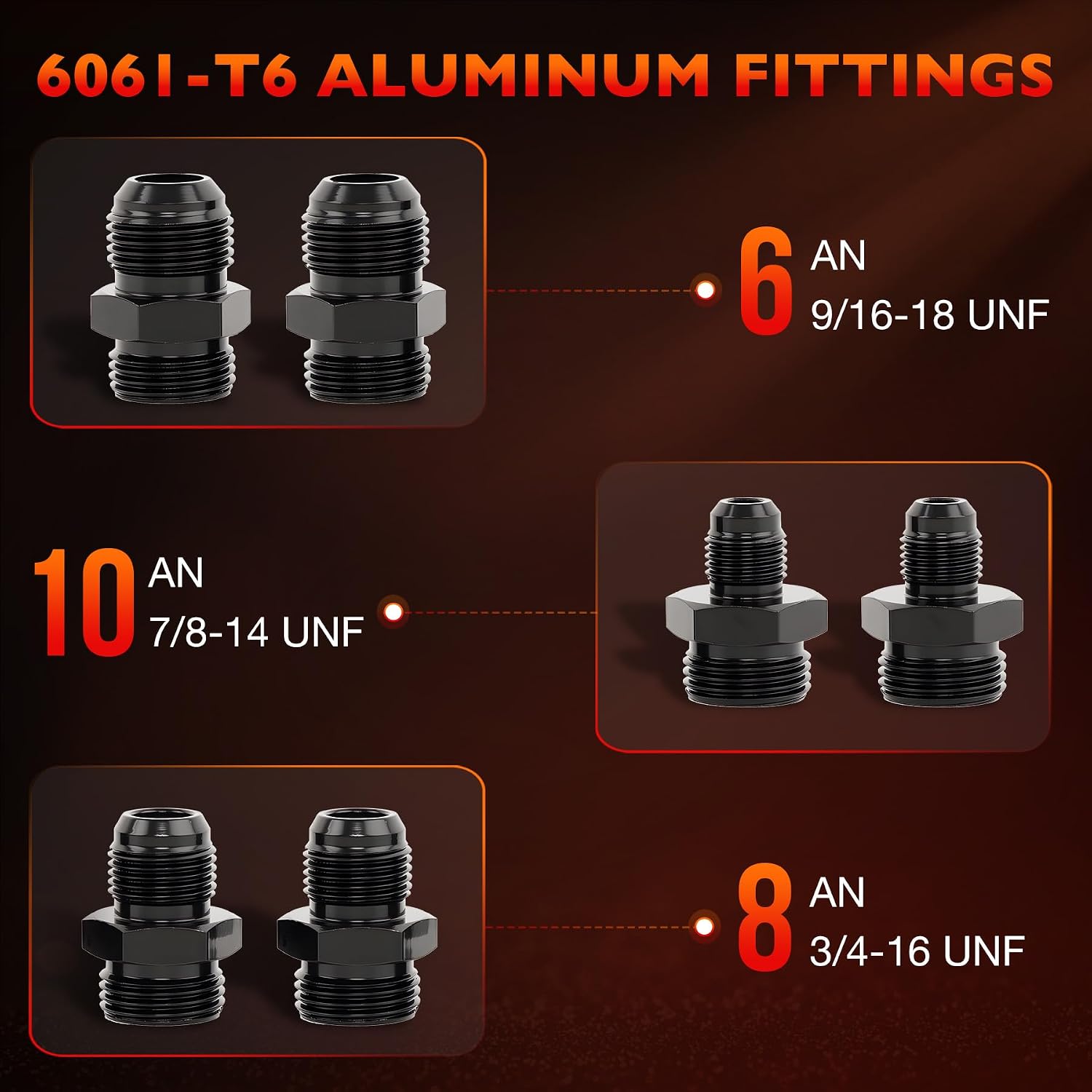 10 Micron Inline Fuel Filter with 6AN 8AN 10AN Fittings, Universal High-Flow Aluminum Fuel Filter