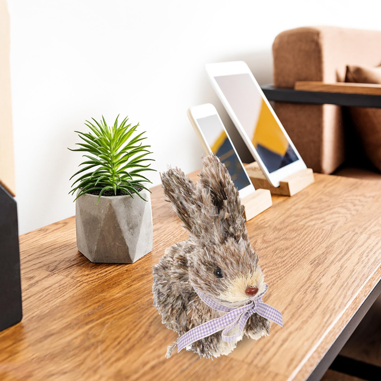 Alipis Décoration Lapin Paille Tressée Faite Main Ornement Animal pour Intérieur Chambre et Salon