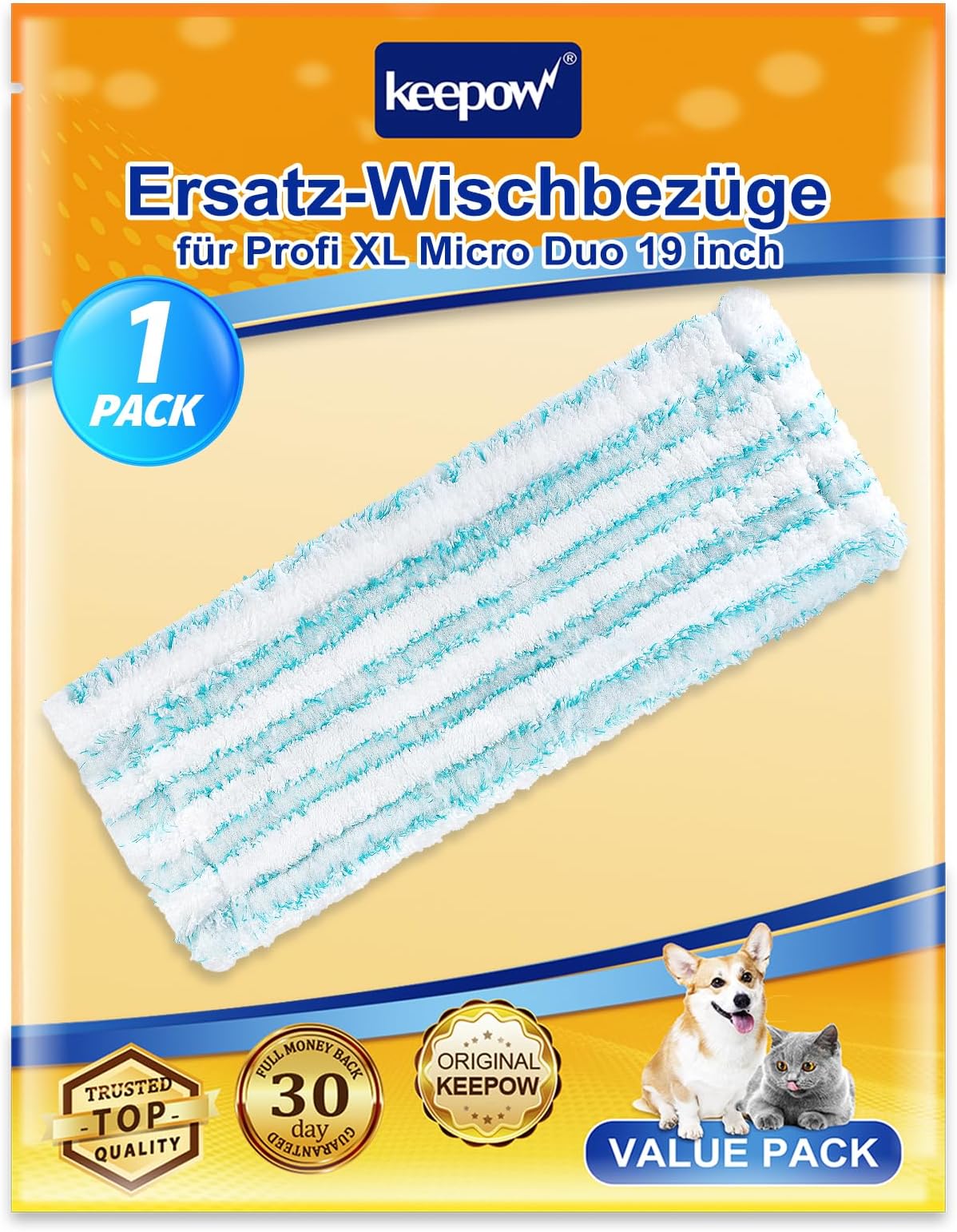 4 Pièces Serpillères de Rechange pour Leifheit Profi XL Kit,47x17cm pour Leifheit Profi Micro