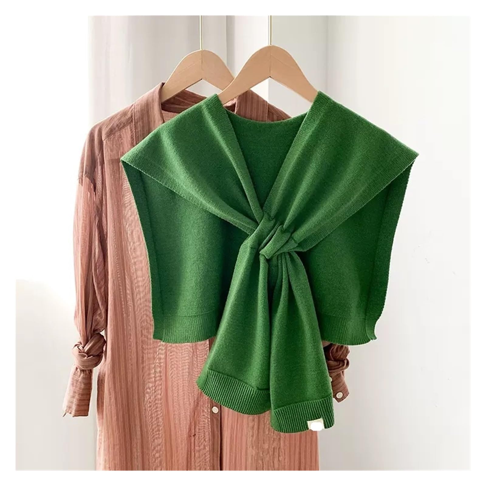 Zhouxyfdc Women's Green Knitted Ponchos Knitted Ponchos Shawl Cape Poncho Wraps And Shawls(Green)