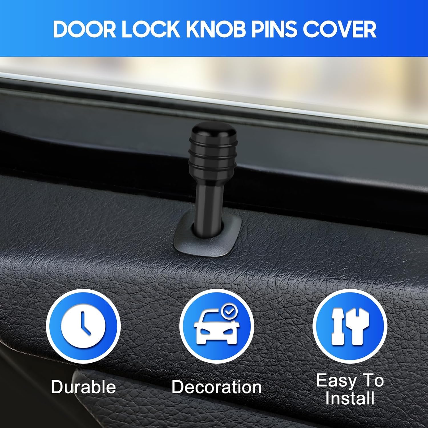 Qutipek Aluminium Car Door Lock Knob 4 PCS Door Knob Pull Pins for Alto 800 Car Accessories Universal for All Cars (Black)