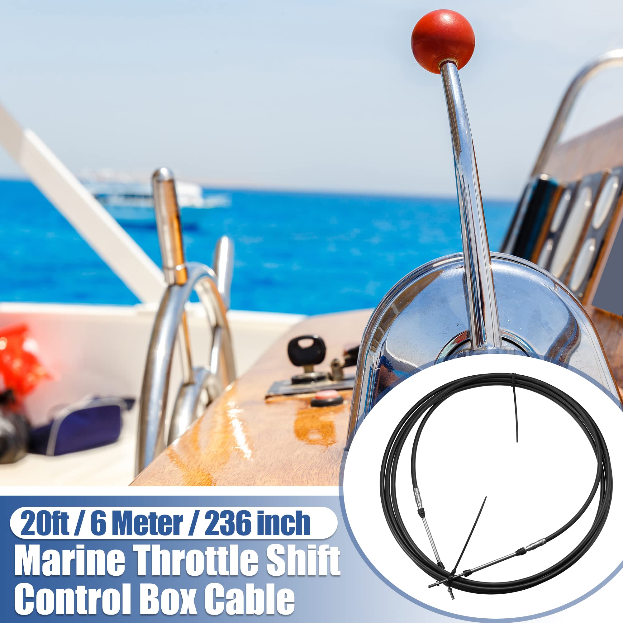 Motoforti 2 Stück 6 m 6 Meter Marine Typ 3300 / 33C Drosselklappenfernbedienungskabel für Yamaha Außenbordmotor Boot Motor Lenksystem Schwarz