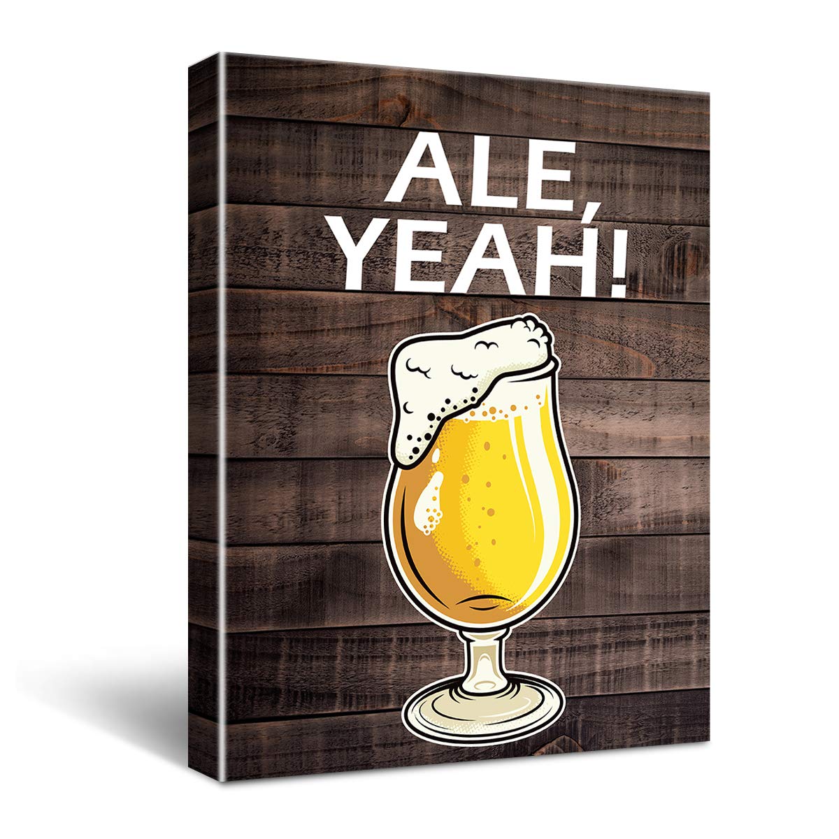 yuzi-n Ale Yeah Funny Beer Vintage Wooden Canvas Wall Art, Bar Decorations, Beer Signs for Man Caves, Beverage and Beer Lover Gifts, Home Kitchen Decor Art, Frame Size 12x16