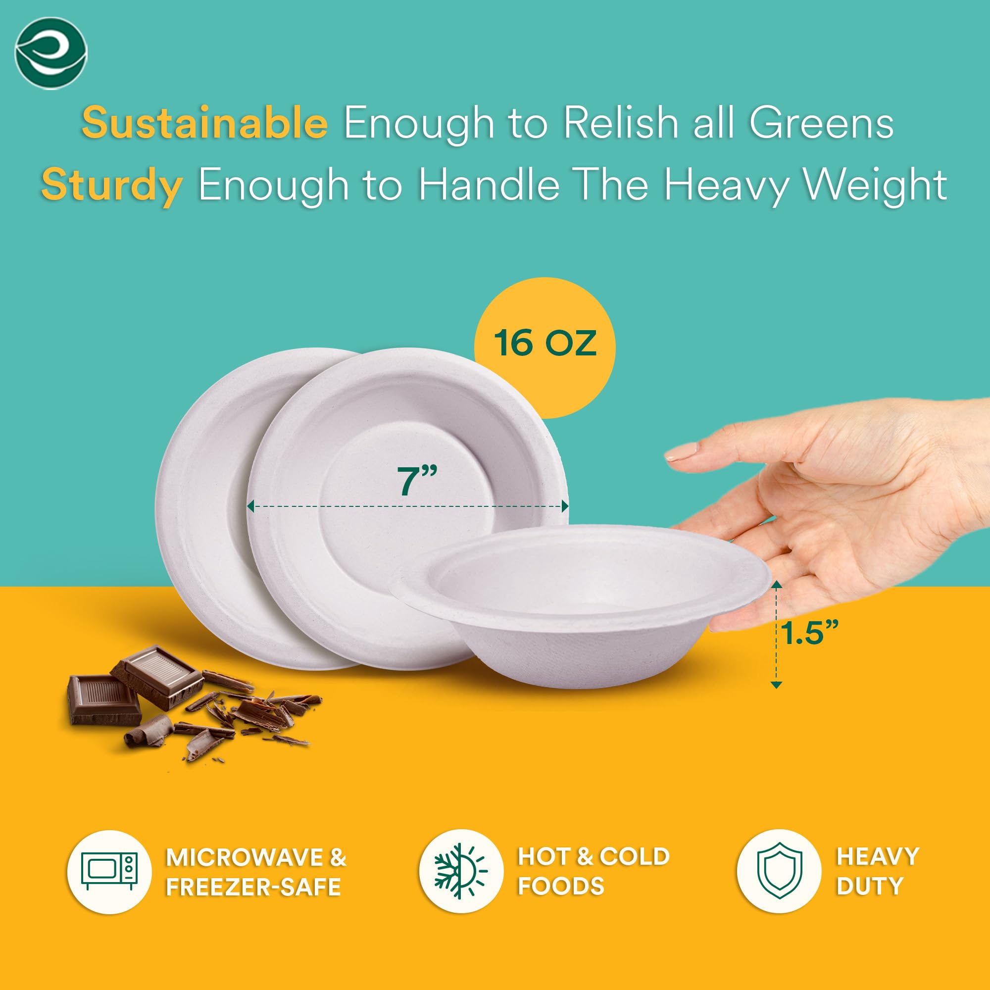 ECO SOUL Bagasse Schalen 16oz - 100% Kompostierbare Papierschalen