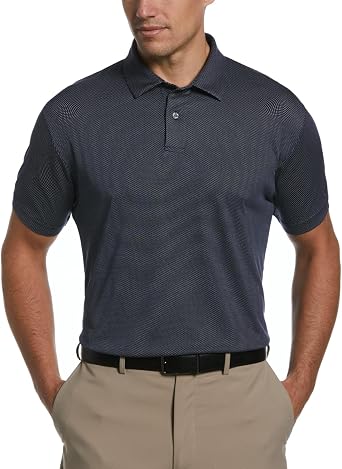 PGA TOUR Mens Birdseye Texture Short Sleeve Golf Polo Shirt